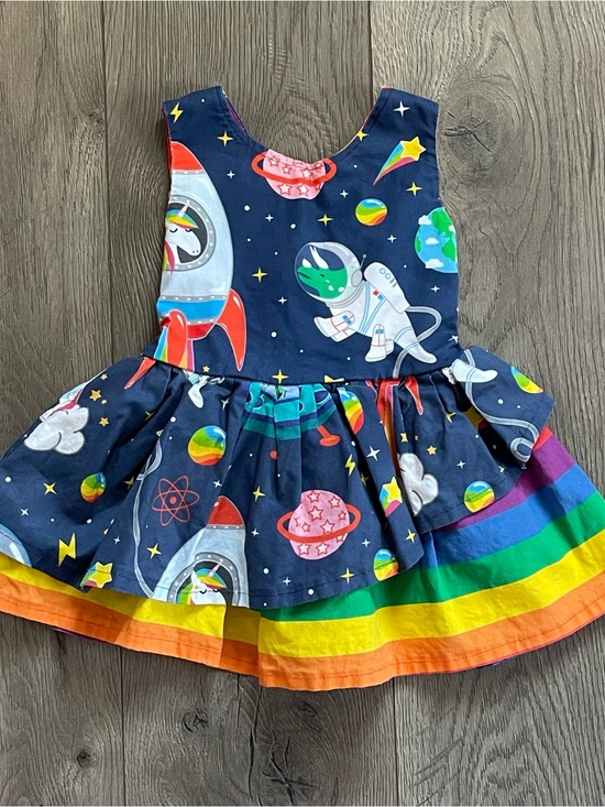 Dino Rawr Other - Dino Rawr Small Shop Rainbow Space Dinosaur Unicorn 12m Baby Dress